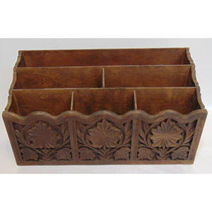 Vintage Lerner Desk Organizer Faux Wood Grain Mail Letter Holder Sorter Caddy